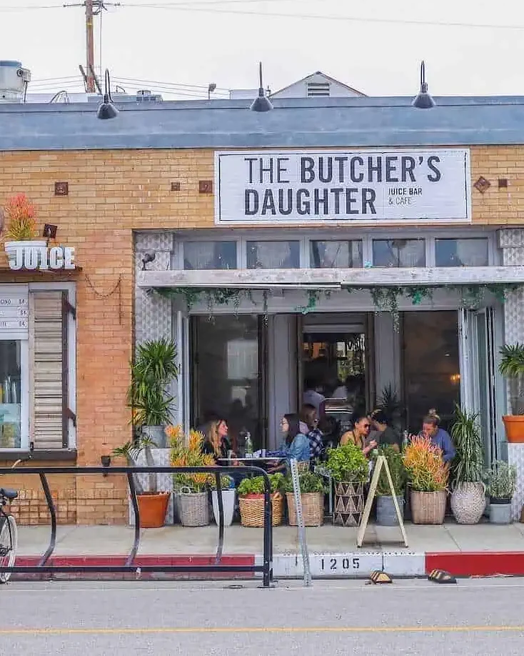 Diners at The Butcher's Daughter on Abbot Kinney Boulevard, Venice